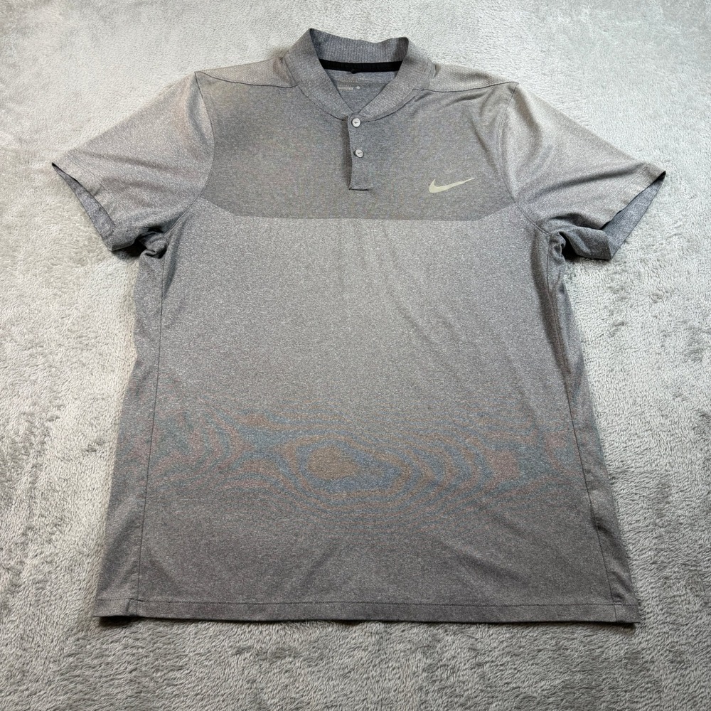 Nike Golf Fly Knit Polo Mens Large Gray Blade Collar DriFit Short Sleeve 727102